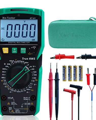 Xin Tester Digital Multimeter TRMS 6000 Counts Ohm Volt Amp Test AC DC Voltmeter Auto Ranging Continuity Test Diode Voltage Tester Duty-Cycle Capacitance Temperature for Automotive