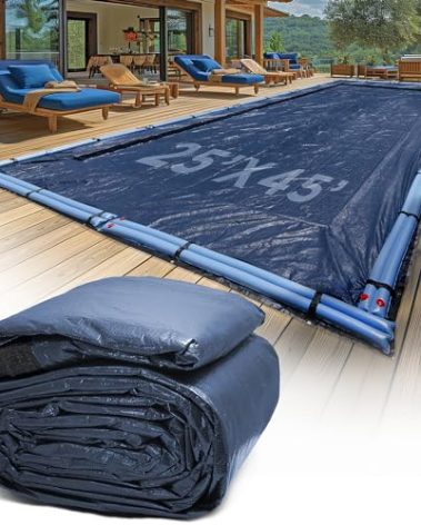 25-Ft x 45-Ft Pool Cover for Inground Pools - Rectangle Winter Pool Cover for Inground Pools, Extra Thick Material and Durable Design, Cold and UV-Resistance, Easy Installation, Navy Blue