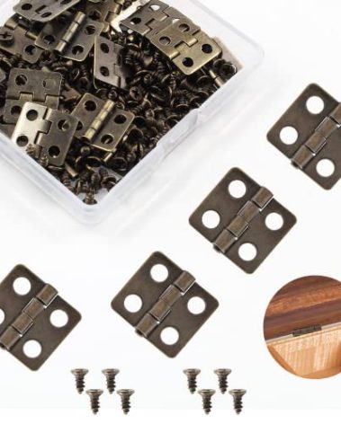 LifCratms 30 Pcs Mini Hinges, 13 x 12 mm Antique Bronze Butt Hinge Miniature Hardware 180 Degree Rotation Hinges with Screws for Wooden Box Crafts Jewelry Box Chest Cabinet DIY