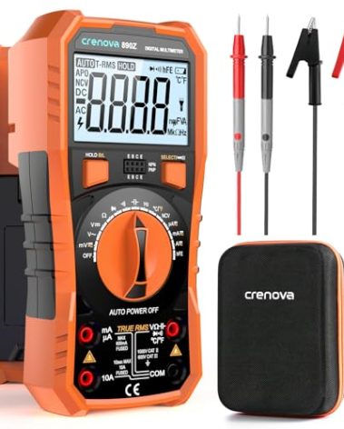 Crenova 890Z Digital Multimeter, 6000 Counts TRMS Multimeter Tester, DC AC Voltmeter Ohmmeter, Measures Voltage Current Capacitance Diodes Continuity Resistance Transistor Temperature with NCV