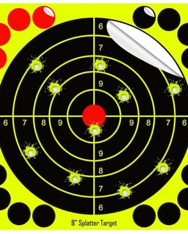 8" Splatter Targets Stickers for Shooting Range, 50 Pcs Self Adhesive Shooting Paper, Color Changing Impact Reactive Peel and Stick Targets for Pistol BB Gun Rifle Archery Accessories Indoor Outdoor