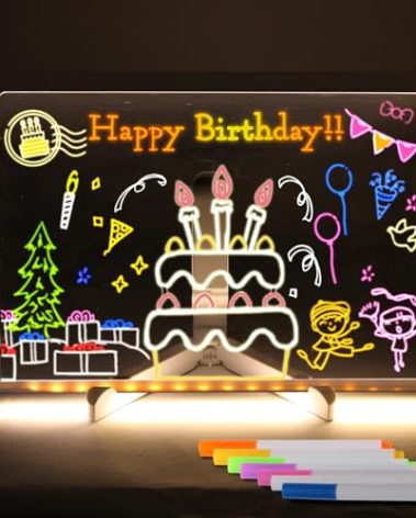 LED Note Board with Colors, Acrylic Dry Erase Board with Light, Light up Dry Erase Board with Stand as a Glow Memo LED Letter Message Board Note Glass LED Board Whiteboard. (30CM X 20CM)
