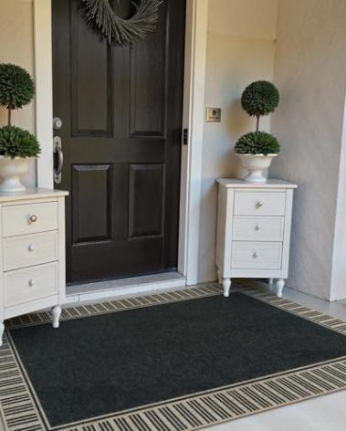 OJIA Easy Jute 3x5 Outdoor Rug Front Door Mats Washable Rugs for Entryway, Striped Border Black Rug Non-Slip Indoor Doormat Outdoor Porch Rug Farmhouse Area Rug for Outside Patio Living Room