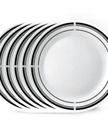 Corelle Vitrelle 10.25" Dinner Plates Set, Triple Layer Glass and Chip Resistant, Lightweight Round Plates, 6-Piece Brasserie
