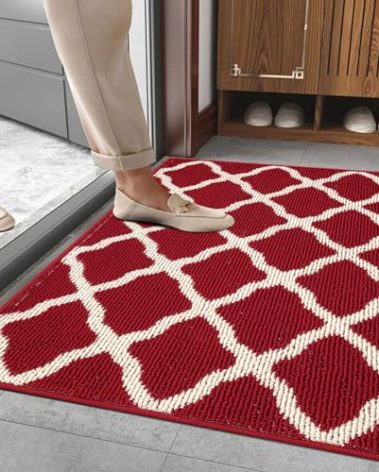 SHACOS Door Mats 24"x36" Non Slip Washable Doormats Rubber Backing Entryway Front Door Entrance Entry Rug Floor Mat for Home Kitchen Laundry, Red