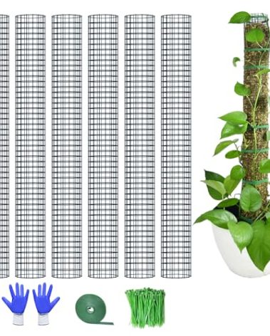 6 Pack Metal Moss Pole, 40"/24"/15" Moss Poles for Plants Monstera, Stackable Sphagnum Moss Pole for Plants Work with Sphagnum Moss(6 Pack 40")