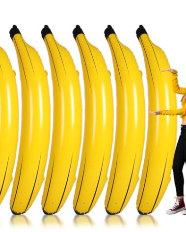 Hollowfly 6 Pcs 70 Inch Giant Inflatable Banana PVC Toy Game Bachelorette Party Decoration Balloons Fun Inflatable Banana Props for Pool Swimming Party Favors Supplies