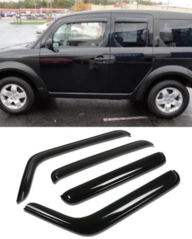 STARTSHIP 94725 Side Window Visors Wind Vent Deflector,4pcs Outside Mount Tape-On Nice Sun Rain Guards Set for 2003-2011 Honda Element