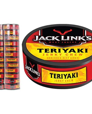 Jack Links Jerky Chew, 0.32 oz., Pack of 24 – Shredded Beef Jerky, Made with 100% Beef, Teriyaki, 7.68 Oz