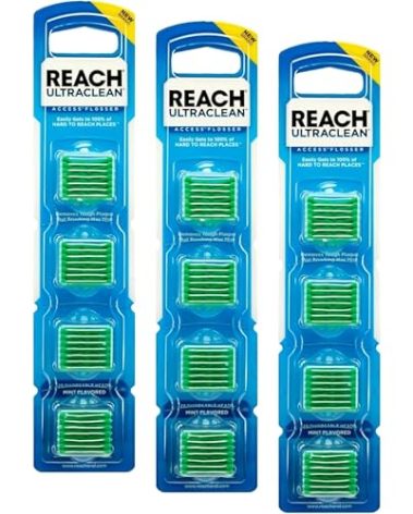 Listerine Ultraclean Access Disposable Snap-On Flosser Refill Heads For Proper Oral Care, Mint Flavored, 28 Count (Pack of 3)