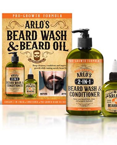 Arlo's 2-in-1 Pro-Growth Beard Wash and Conditioner 12 oz with Pro-Growth Beard Oil 2-PC Kit