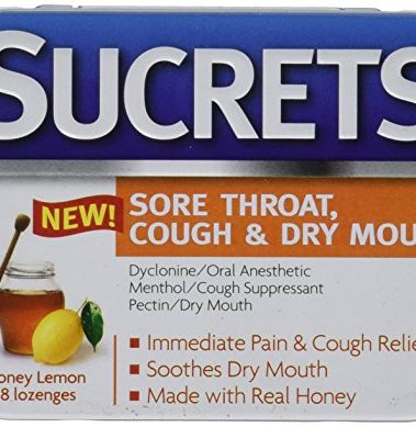 Sucrets Lozenges, Sore Throat & Cough Honey Lemon, 18 ct (Pack of 1)