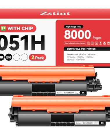 051H Toner Cartridge 2-Pack High Yield with Chip Replacement for Canon 051H 051 CRG-051H Toner Compatible with Canon imageCLASS MF263dn MF264dw MF266dw MF267dw MF269dw LBP162dw LBP161dn Printer Black