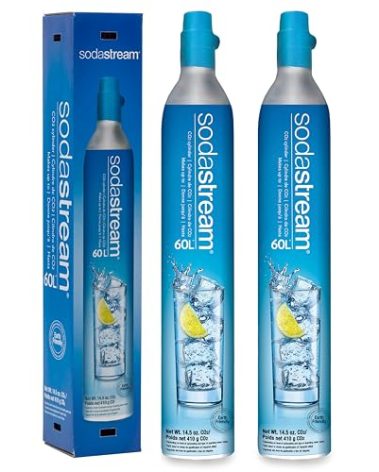 SodaStream CO2 Gas Refill Pack - 2 Cylinders, BLUE Screw-in System - Use box to return your empty cylinders and earn an Amazon.com Gift Card - Compatible with Fizzi, OneTouch, Jet, Spirit, Penguin