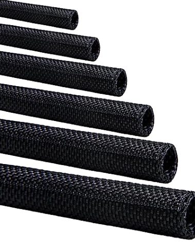Split-Sleeve Wire Loom for High-Temperature Automotive Harness and Home Cable Management, 25ft - 1 inch Braided Cable Management Sleeve Cord Protector, Self-Wrapping Split Wire Loom