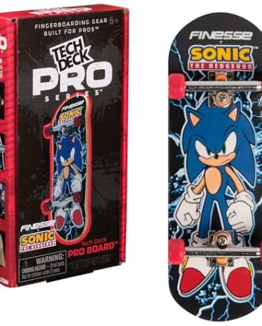 TECH DECK, Finesse X Sonic The Hedgehog Pro Series Finger Board with Storage Display, Built for Pros; Authentic Mini Skateboards, Kids Toys for Ages 6 and up