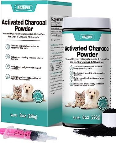 Activated Charcoal for Dogs, Cats, and All Pets, Pet First Aid Kit Antidote for Poisoning, Indigestion & Diarrhea, Gas Relief, 8 oz (Powder)