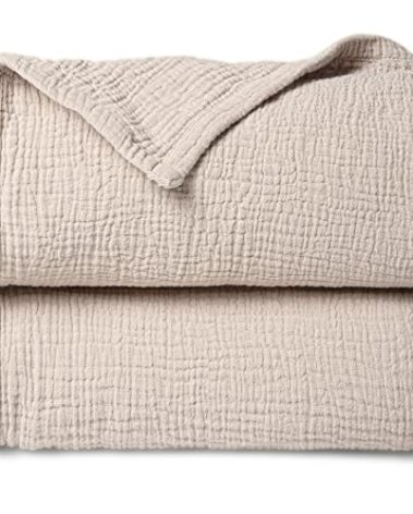 lulumoon Muslin Quilt Blanket, Crib Blanket for Baby and Toddler,47x47 Inches(Ivory)