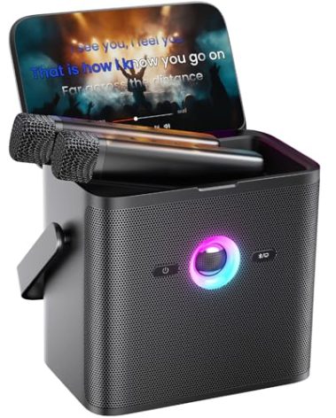 Ikarao Karaoke Machine for Adults, with Lyrics Display and Screen, Karaoke System for YouTube, 2 Wireless Microphones, Autotune & Echo, KaraFun Prime, Portable Karaoke Speaker for Home Outdoor Party