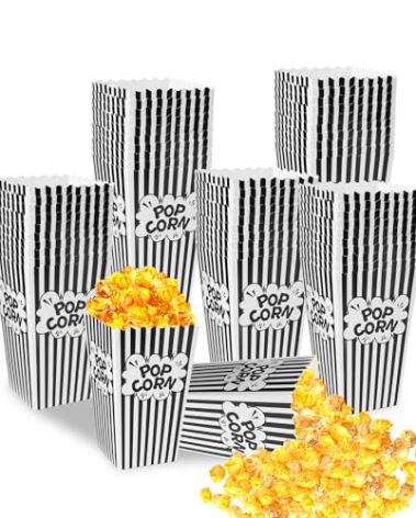 DECYOOL Mini Paper Popcorn Bags, Small Popcorn Bags Black and White Movie Night Popcorn Boxes for Kids PopCorn Buckets and Container for Home, Carnival Party, Decorations(45pack)