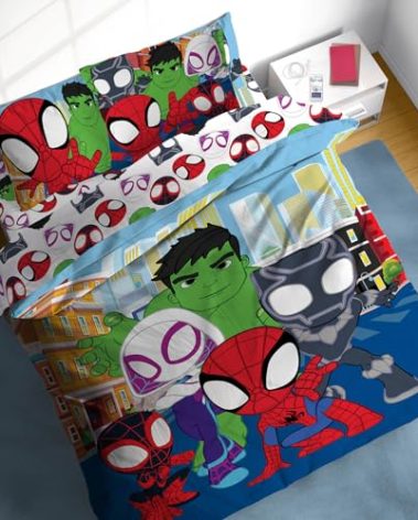 Sunny Side Up Marvel Spidey & His Amazing Friends Full Comforter Set - 7 Piece Kids Bedding Includes Comforter, Sheets & Pillow Cover - Super Soft Superheroes Microfiber Bed Set
