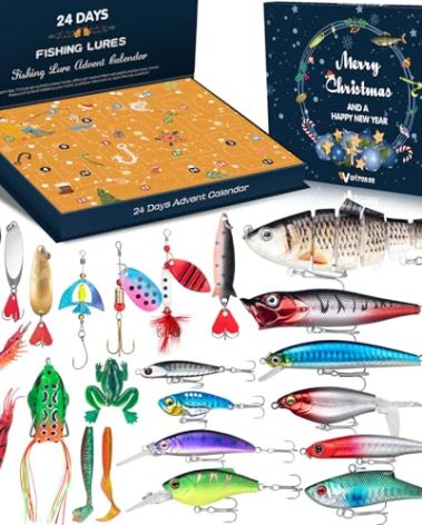 WITOROR Advent Calendar 2025 Fishing Christmas Countdown, 24 Days Fishing Lures Set, Fishing Advent Calender for Fisher Adult Men Teen Boys 2025 Christmas Gifts