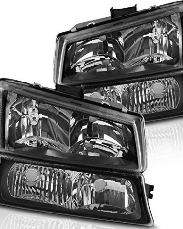 AUTOSAVER88 Headlight Assembly kit Compatible with 2003-2006 Chevy Avalanche / 2003-2007 Chevrolet Silverado 1500 2500 3500 1500HD 2500HD Pickup Headlamp Replacement Black Housing with Bumper Lamp