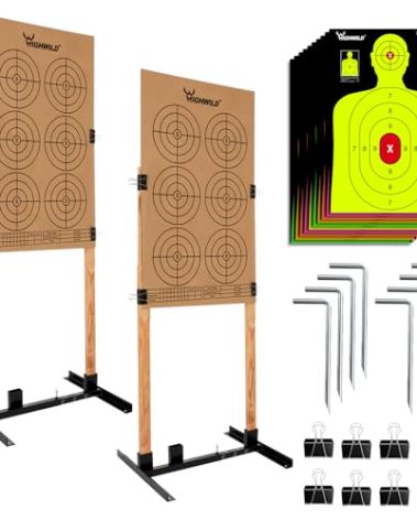Highwild Adjustable Target Stand Base for Paper Shooting Cardboard Silhouette H Shape Stand Base for Shooting Range 1x2 Wooden Target Station Setup - 2 Pack