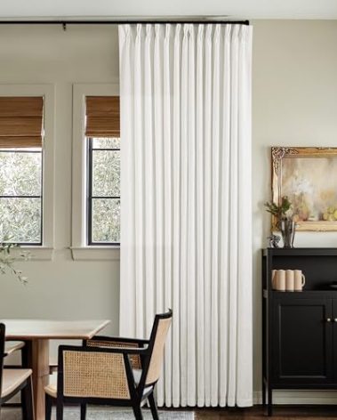 Thick Linen Semi Sheer Curtains 90 Inches Long for Living Room Bedroom Light Filtering Beige Off White Textured Burlap Pinch Pleated Curtains 90 Length Hooks Rings Back Tab for Sliding Door 2 Panels