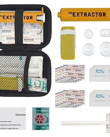 Snake Bite Kit for Humans,Rattlesnake Bite Kit,Bee Sting Kit, Venom Snake Bite Kit for Dogs,Venom Extractor Kits,Extractor Suction Pump, Bite and Sting First Aid for Hiking/Camping(Yellow)