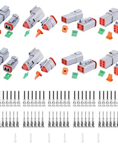 Deutsch DT Connector Kit, 2 3 4 6Pin 2 Sets Gray Waterproof Electrical Stamped Contact Seal Plug Truck, Off-Road Vehicles, Agriculture, Marine, Motorcycle Wiring