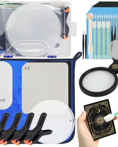 FETUSI Card Care Clean Kit,17-in-1 Card Cleaning and Polishing Restoration Kit, Trading Card Cleaning Kit with Fixing Jig and EVA Shaping Foam, Suitable for PSA Rated Card Care