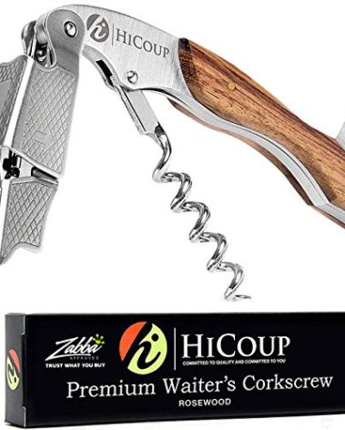 HiCoup Kitchenware Wine Opener - Professional Corkscrews for Wine Bottles w/Foil Cutter and Cap Remover - Manual Wine Key for Servers, Waiters, Bartenders and Home Use - Classic Rosewood