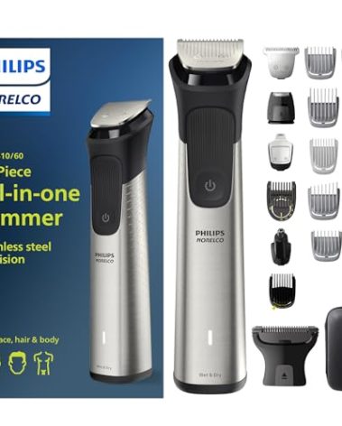 Philips Norelco Multigroom Series 9000-21 Piece Men's Grooming Kit for Beard, Body, face, Nose, Ear Hair Trimmer w/Premium Storage case, MG9510/60