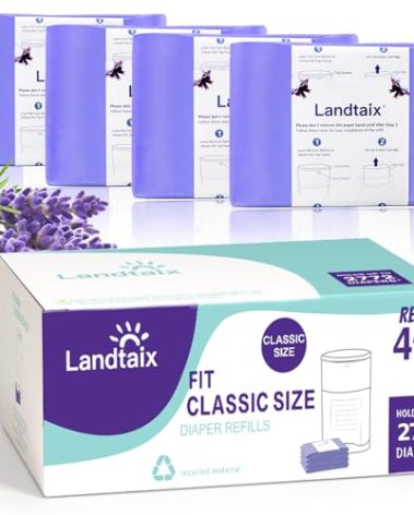 Refills Only Compatible with Dekor Classic Diaper Pail Refills|4 Pack for 2772 Diapers(Extra 40% Lengths)Diaper Pail Bags with Extra 30% Thickness Powerful Odor Eliminate Lavender Scent for Baby/Adult