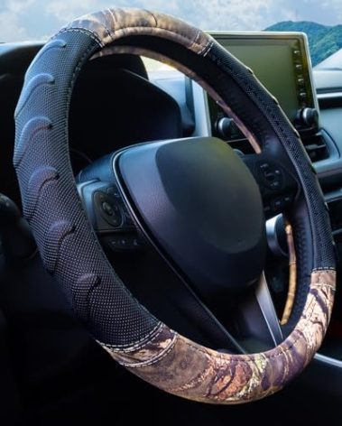 Mossy Oak Steering Wheel Cover with Comfort Grip; Heavy Duty 600D Oxford Material with Mossy Oak Break-up Country Camouflage; Fits Sedans Compact SUVs Mini Vans with Steering Wheel Size 14.5" to 15"