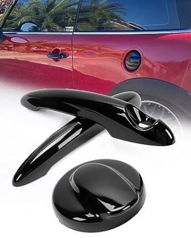 HECASA Gas Cap & Handle Cover Compatible with 2007-2014 BMW MINI Cooper S R55 R56 Tank Cap Door Handle Cover