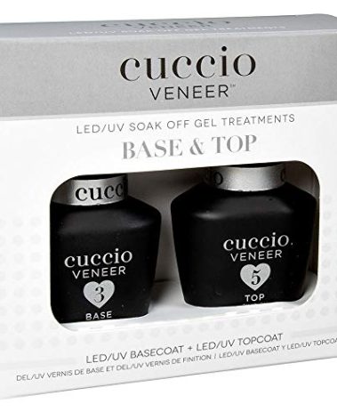 Cuccio Veneer Base & Top Gel Kit – Professional LED/UV Soak-Off Gel Nail Polish Set – High-Gloss Finish – Long-Lasting Wear – Includes 0.5 Ounce Base Coat and 0.5 Ounce Top Coat – Easy Application