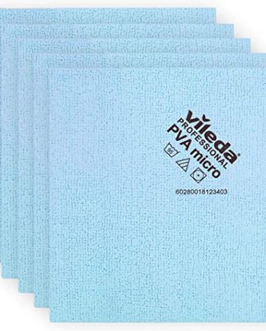 Vileda Professional | PVA Microfiber Cloth | All Purpose Cleaning Shammy | Synthetic Chamois Towel | Smooth & Absorbent Materials | 5 Pack Blue