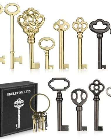 Skeleton Key, 12-Key Universal Hollow Barrel Skeleton Keys Kit for Antique Dresser, Chinese Cabinet, Antique Furniture and Old Style Cabinets or Doors, Select Antique Furniture Limited Compatibility