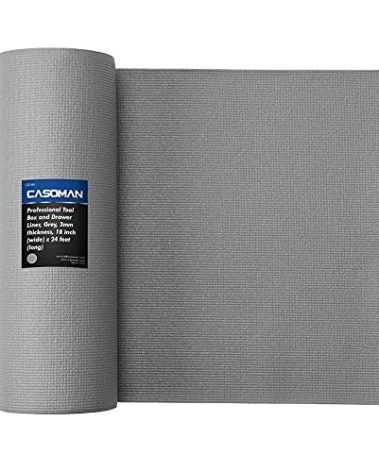 CASOMAN Professional Tool Box and Drawer Liner, Grey, Easy Cut Non-Slip Foam Rubber Toolbox Drawer Liner Mat - Adjustable Thick Cabinet Liners, 17⅜ inch (Wide) X 24feet (Long)