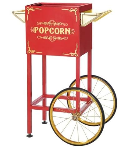 Popcorn Cart - Vintage Replacement Stand for 4 to 8-Ounce Poppers with Shelf, Push Handle, and Bicycle-Style Wheels by Great Northern Popcorn (Red)