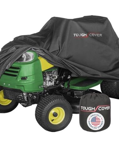 Tough Cover Lawn Mower Cover - 75 x 47 x 49 in, Black, 210D Marine-Grade Fabric - Fits Zero Turn & Lawn Tractors - Water-Resistant Outdoor Storage Solution with UV & Dust Shield