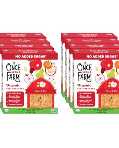 Once Upon A Farm Soft-Baked Bars, Apple & Oat, Kosher, USDA Certified Organic, Non-GMO, 4 Count, 4.8 Ounce (Pack of 8)