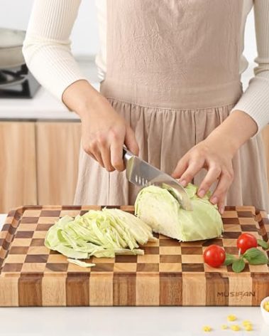 Acacia Wood Cutting Boards for Kitchen-Large Wooden Cutting Boards for Chopping Meat, Cheese, Fruits, and Vegetables