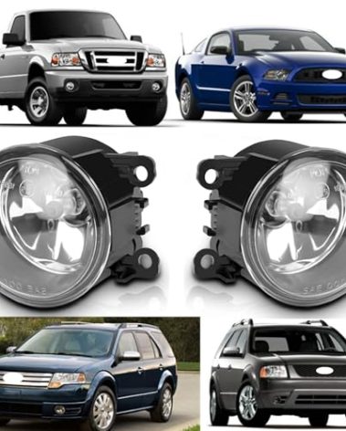 Pair of Front Fog Lights RH LH Compatible With Ford Freestyle 2005-2007 & Mustang 2005-2014 & Ranger 2005-2011 & Taurus X 2008-2009 Replaces 4F9Z15200AA FO2592217C 33900-T0A-A01