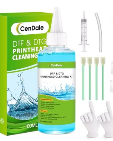 CenDale Premium DTF Printhead Cleaning Solution - Universal Printhead Cleaner Kit for Any DTF & DTG Printers, Print Head Cleaning Kit for Epson ET8550 L1800 XP15000 R1390 XP600 Ink Printer (100ML)