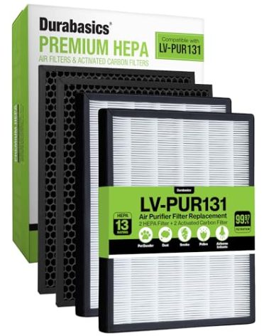 Durabasics Air Purifier Replacement Filter for Levoit Filter Replacement LV-PUR131, LV-PUR131S and LV-PUR131-RF | 2 HEPA & 2 Activated Carbon Pre-Filters