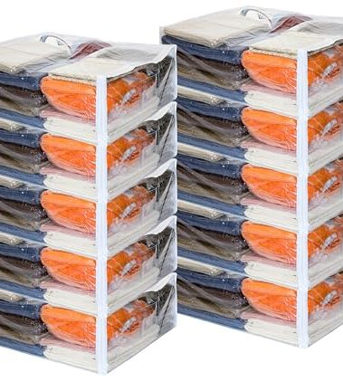 10-Pack Clear Vinyl Zippered Storage Bags 20 x 23 x 8 Inch