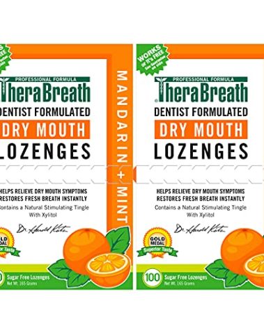 TheraBreath Dry Mouth Lozenges with Zinc, 100 Lozenges, Mandarin Mint, 100 Count (Pack of 2)